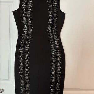 Calvin Klein Black Midi Dress with Silver Detailing